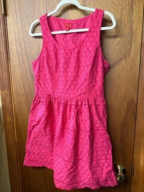 Elle Bright Pink Eyelet Sleeveless Dress for Girls
